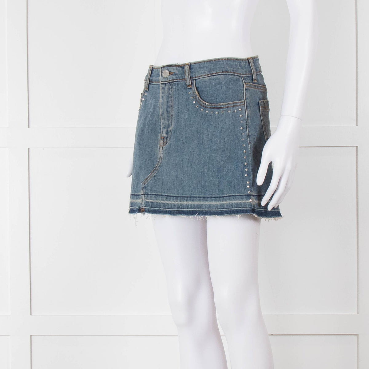 Zadig & Voltaire Blue Denim Studded Mini Skirt