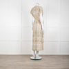 Mos Mosh Cream And Pastel Pattern Silky Tie Front Cap Sleeve Shirt Dress