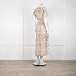Mos Mosh Cream And Pastel Pattern Silky Tie Front Cap Sleeve Shirt Dress