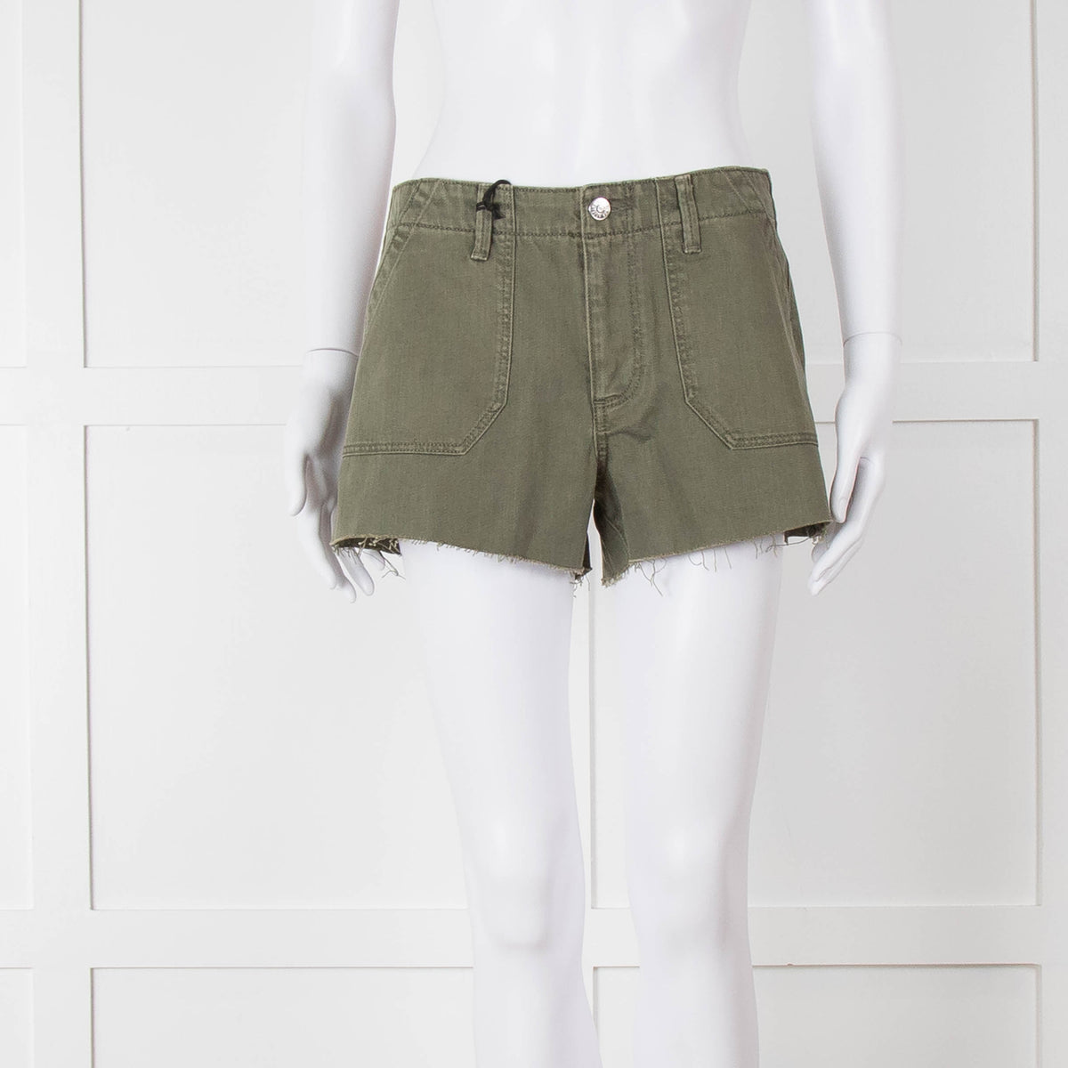 Paige Khaki Raw Edge Shorts