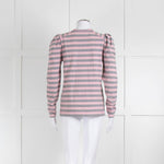 Ganni Pink Grey Strip Cotton Long Sleeve Top