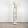 Mos Mosh Cream And Pastel Pattern Silky Tie Front Cap Sleeve Shirt Dress