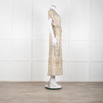 Mos Mosh Cream And Pastel Pattern Silky Tie Front Cap Sleeve Shirt Dress