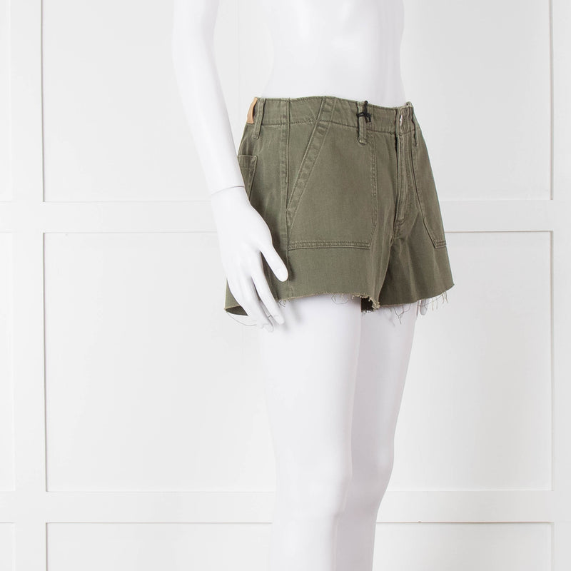 Paige Khaki Raw Edge Shorts