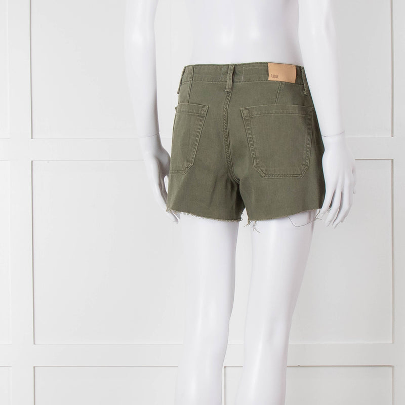 Paige Khaki Raw Edge Shorts
