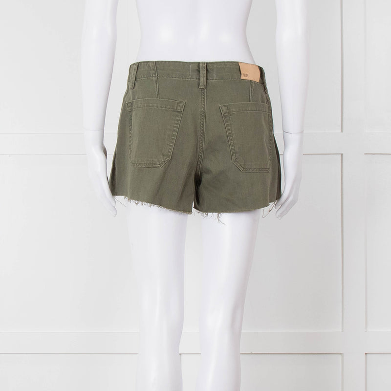 Paige Khaki Raw Edge Shorts