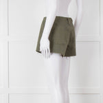 Paige Khaki Raw Edge Shorts