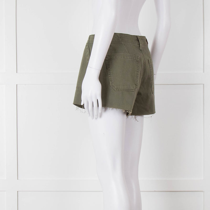 Paige Khaki Raw Edge Shorts