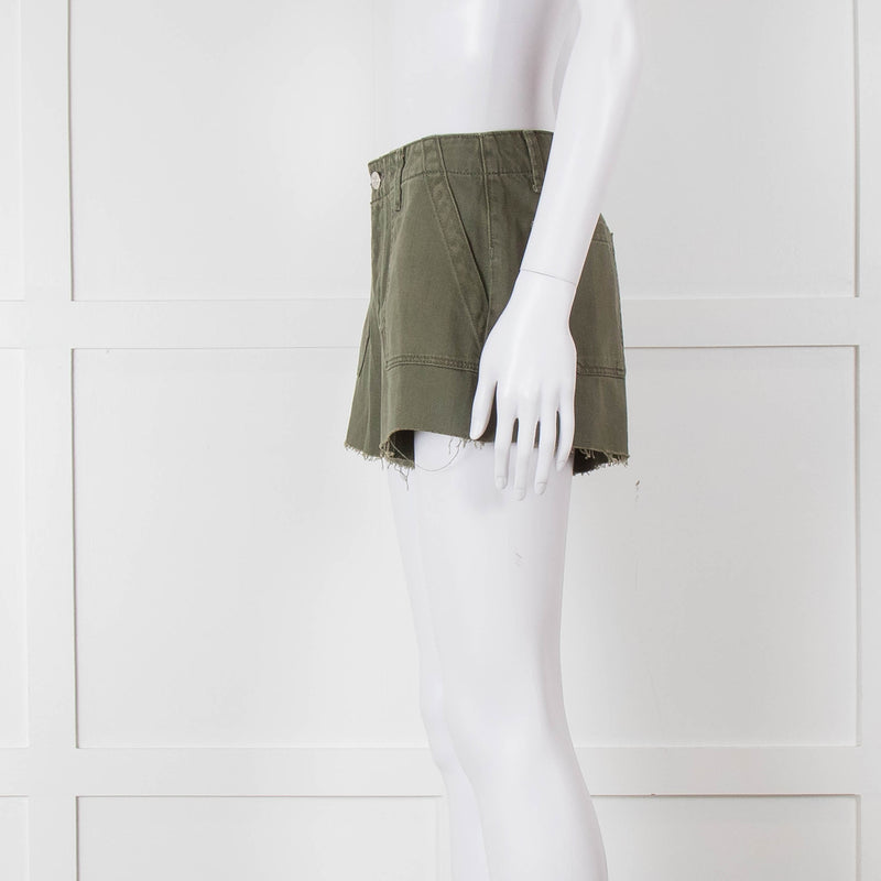 Paige Khaki Raw Edge Shorts