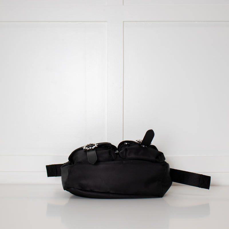 Simone Rocha Black Nylon Bag with Crystal & Pearl Buckles