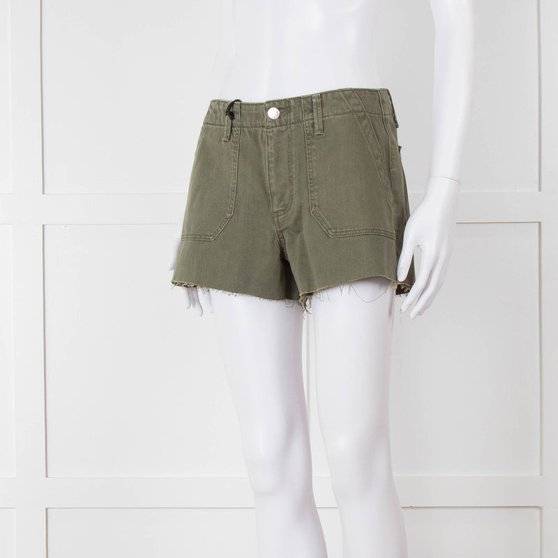 Paige Khaki Raw Edge Shorts
