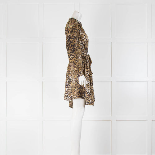 Zadig & Voltaire Beige Brown Black Animal Print Silky Mini Dress