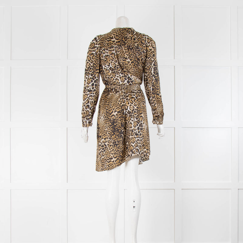 Zadig & Voltaire Beige Brown Black Animal Print Silky Mini Dress