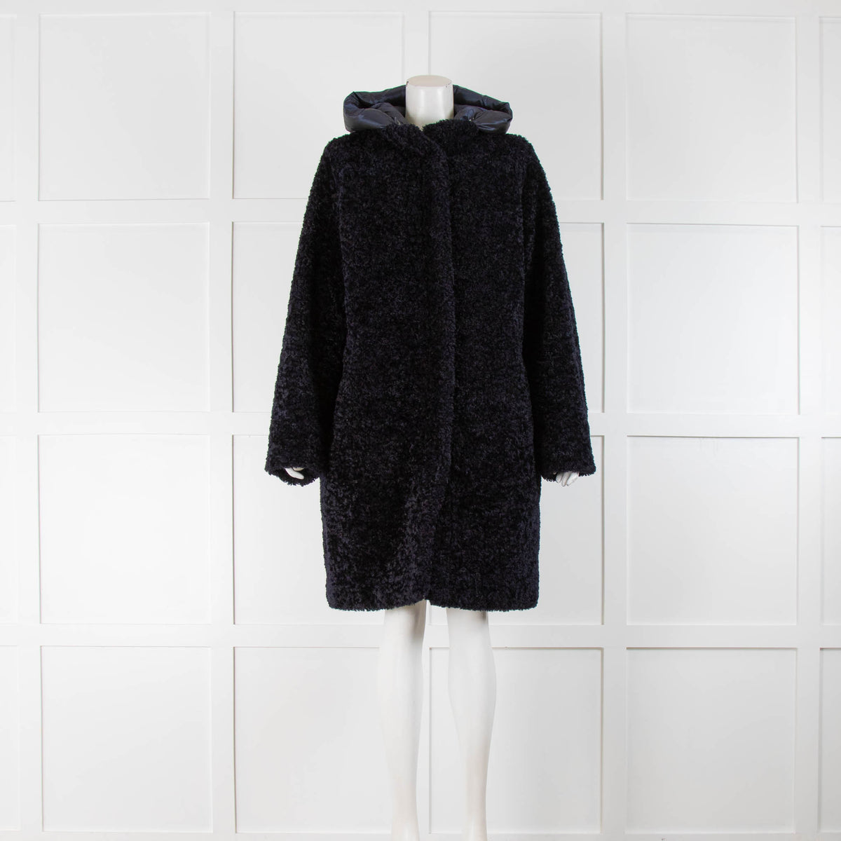 Schneiders Blue Teddy Coat With Nylon Hood