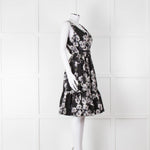 Erdem Black Textured Floral Sleeveless Dress with Belt