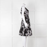 Erdem Black Textured Floral Sleeveless Dress with Belt