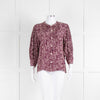 Ba&sh Burgundy Red Cream Print Popper Button Blouse