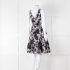 Erdem Black Textured Floral Sleeveless Dress with Belt