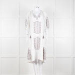 Rose And Rose White And Grey Kaftan Dress With Tassle Ties