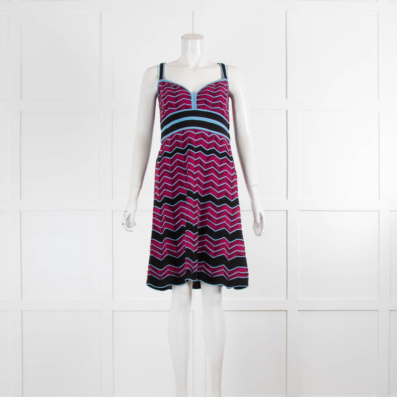 Missoni Damson Red And Blue Chevron Knit Sundress