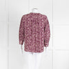 Ba&sh Burgundy Red Cream Print Popper Button Blouse