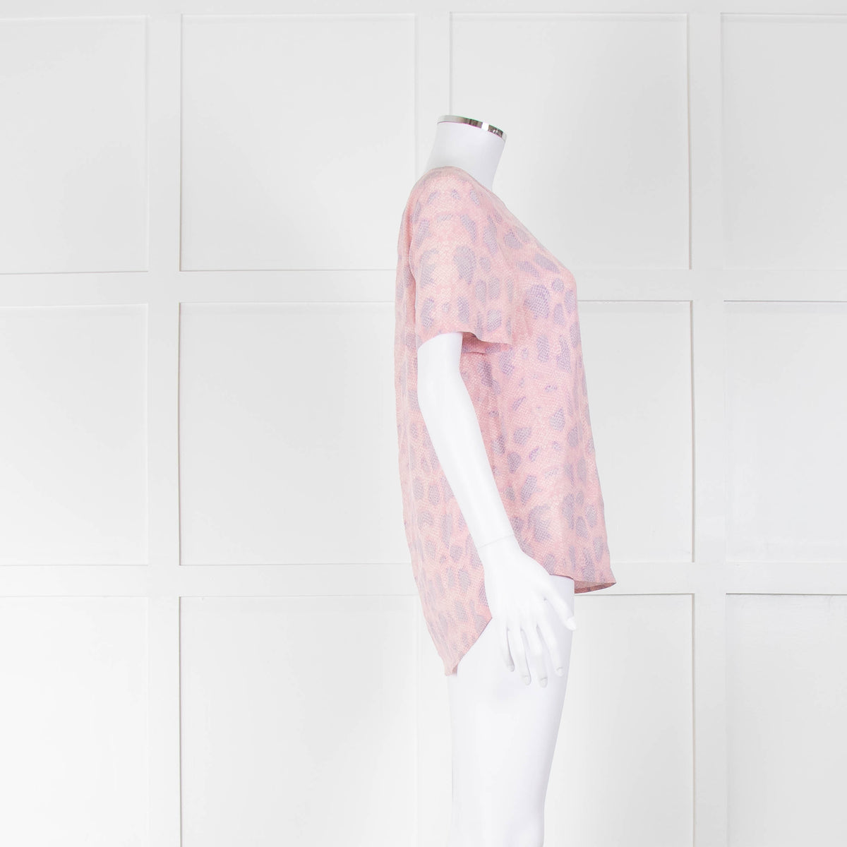 Equipment Pale Pink Lilac Silk Short Sleeve Top