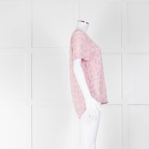 Equipment Pale Pink Lilac Silk Short Sleeve Top