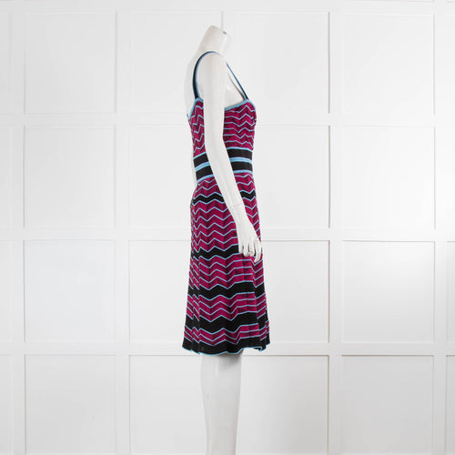 Missoni Damson Red And Blue Chevron Knit Sundress