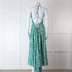 Alexandra Miro Green and White Geometric Cotton Dress