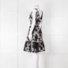 Erdem Black Textured Floral Sleeveless Dress with Belt
