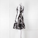 Erdem Black Textured Floral Sleeveless Dress with Belt