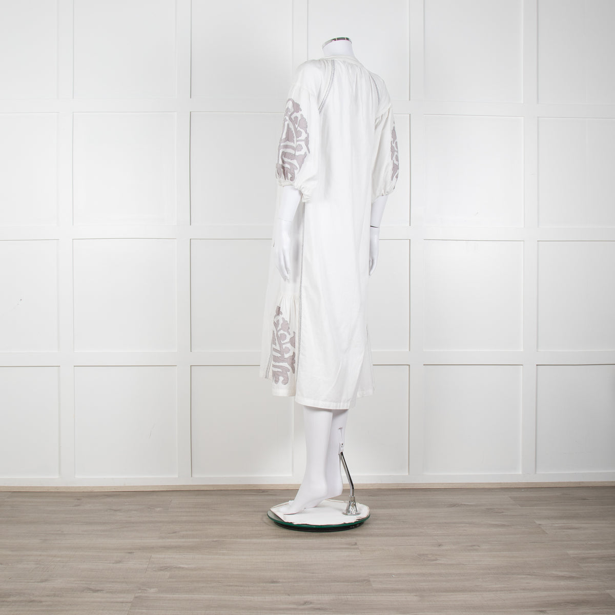 Rose And Rose White And Grey Kaftan Dress With Tassle Ties