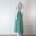 Alexandra Miro Green and White Geometric Cotton Dress