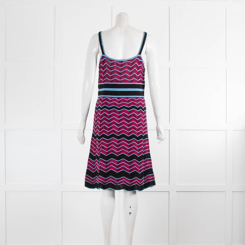 Missoni Damson Red And Blue Chevron Knit Sundress