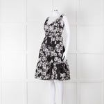 Erdem Black Textured Floral Sleeveless Dress with Belt