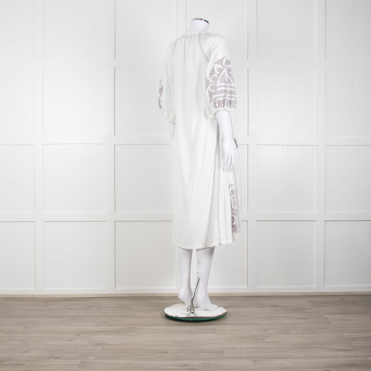 Rose And Rose White And Grey Kaftan Dress With Tassle Ties