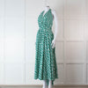 Alexandra Miro Green and White Geometric Cotton Dress