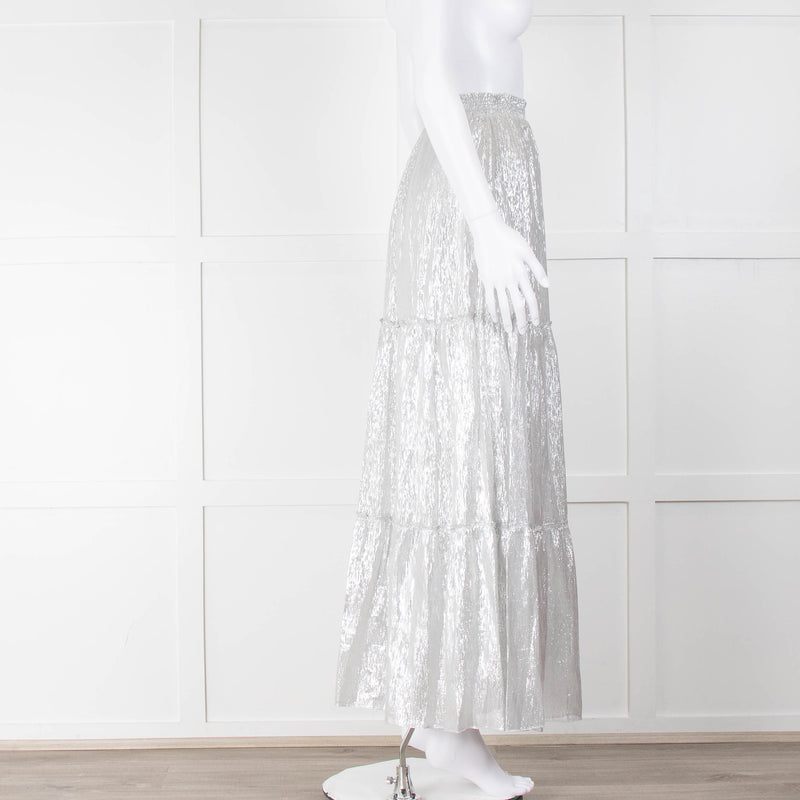Ridley Silver Tiered Maxi Skirt