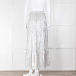 Ridley Silver Tiered Maxi Skirt