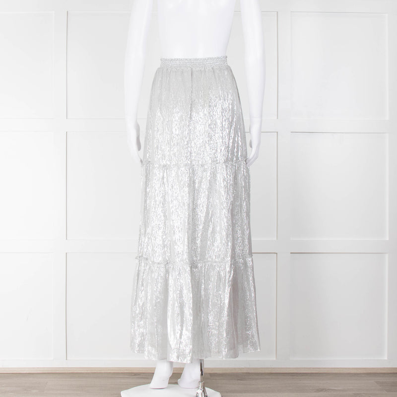 Ridley Silver Tiered Maxi Skirt