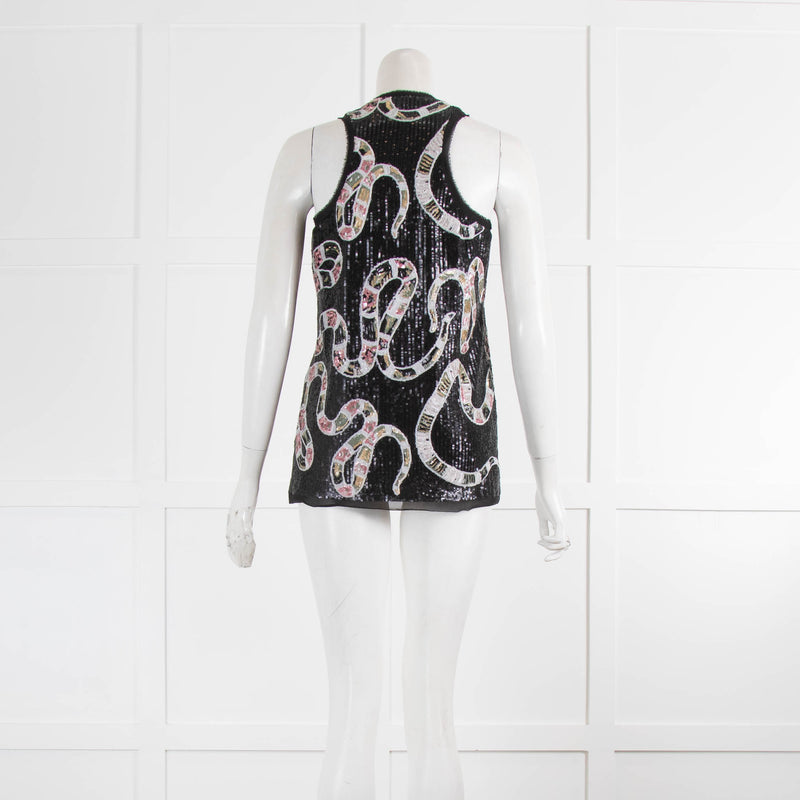 Tory Burch Black Sequin With Vest With Snake Detail