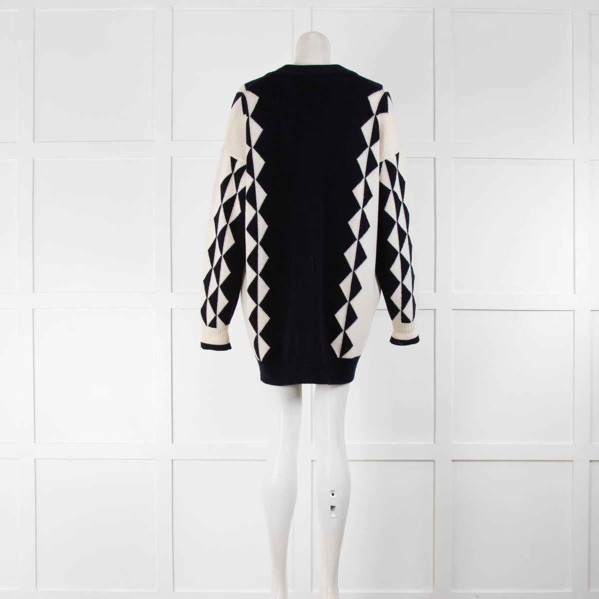 J W Anderson Navy and Cream Chevron Print Cardigan