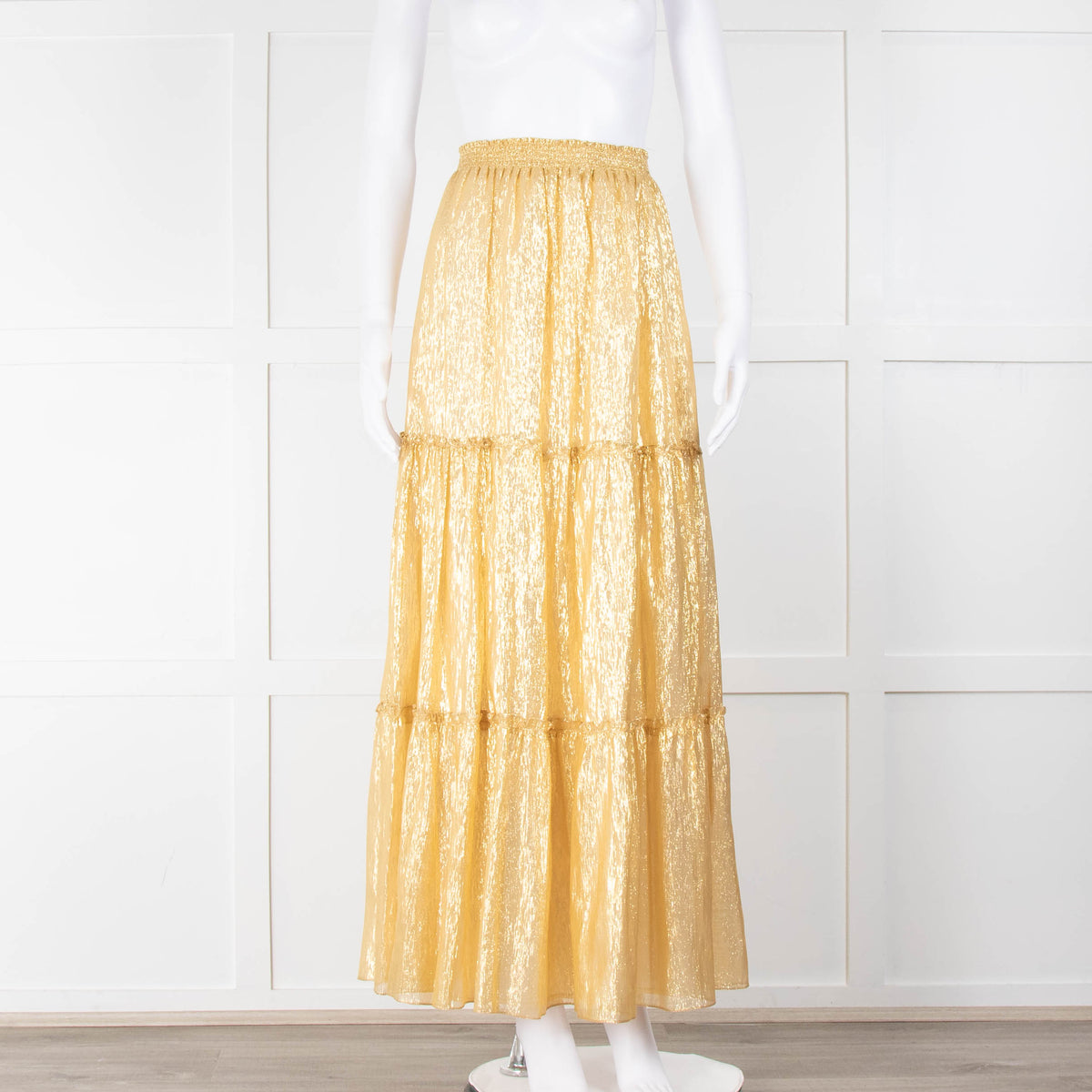 Ridley Gold Tiered Maxi Skirt