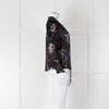 Rebecca Taylor Black Silk Blouse with Tie Neck and Puff Shoulders