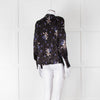 Rebecca Taylor Black Silk Blouse with Tie Neck and Puff Shoulders