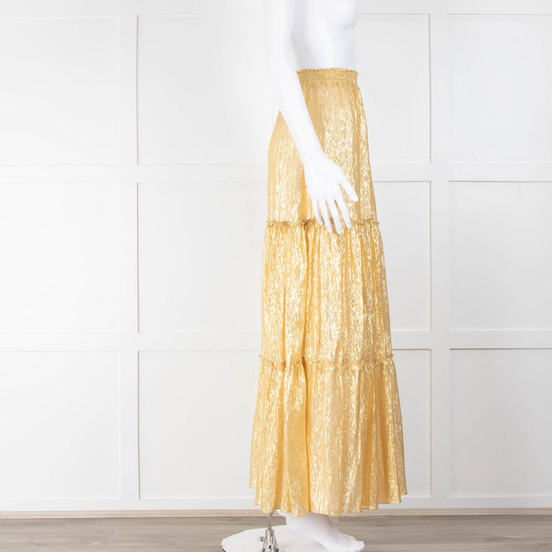 Ridley Gold Tiered Maxi Skirt