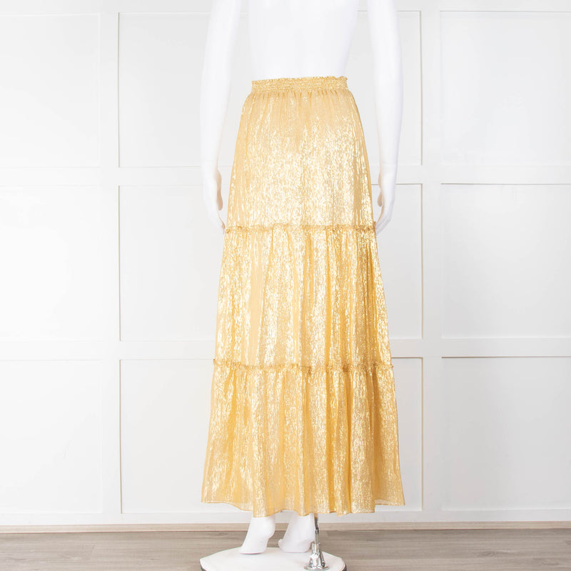Ridley Gold Tiered Maxi Skirt