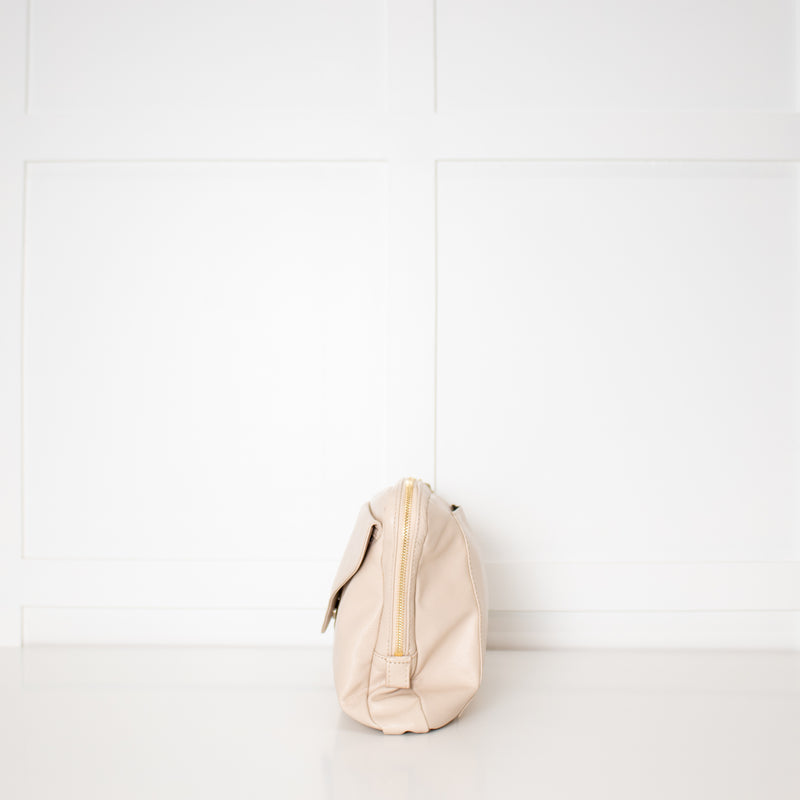 See By Chloe Cream Leather Leonie Embellished Zipper Puller Clutch Bag