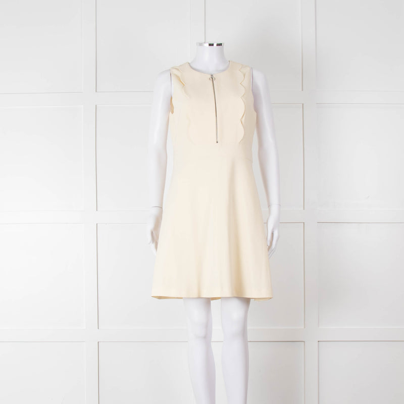 Claudie Pierlot Cream Scallop Edge Sleeveless Dress