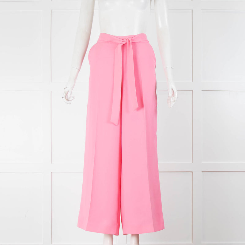 Me + Em Pink Wide Leg Waist Tie Trousers